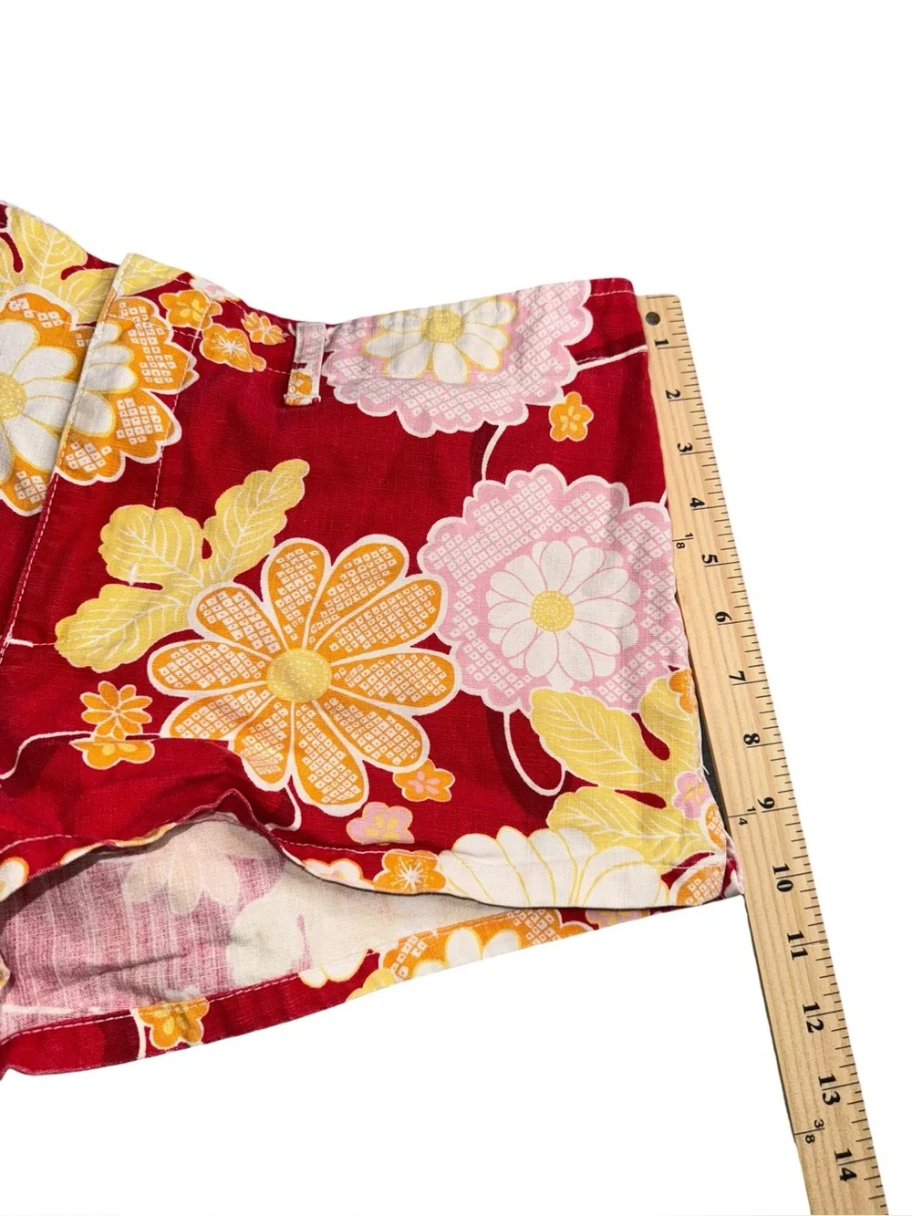 VTG Abercrombie & Fitch Red Floral Shorts Womens 10 Y2K Retro Cotton Summer